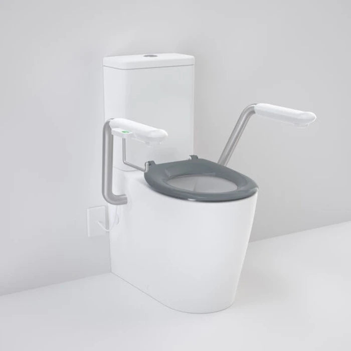 Caroma Care 660 Cleanflush WFCC Easy Height BI Suite with Nurse Call Armrest Right and Single Flap Seat - Anthracite Grey