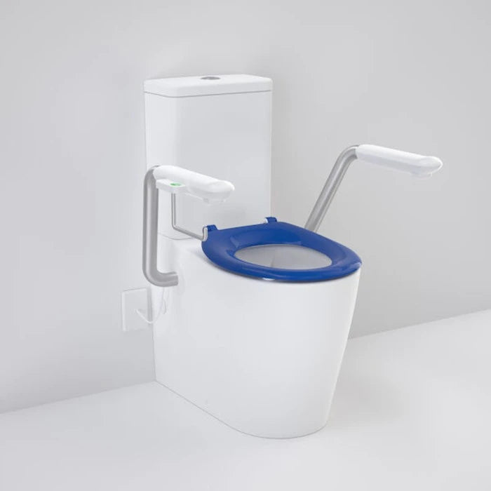 Caroma Care 660 Cleanflush WFCC Easy Height BI Suite with Nurse Call Armrest Right and Single Flap Seat - Sorrento Blue