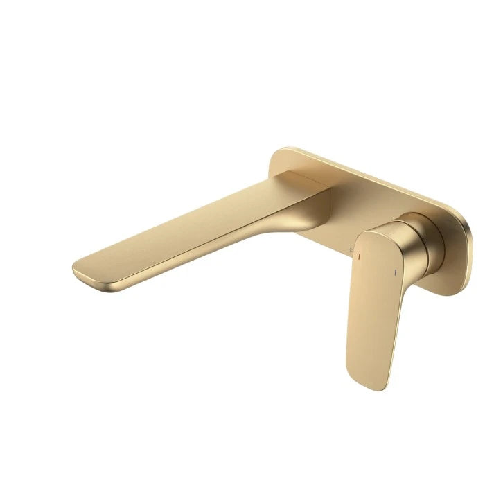 Caroma Contura II Wall Basin/Bath Mixer 180mm Lead Free Brushed Brass