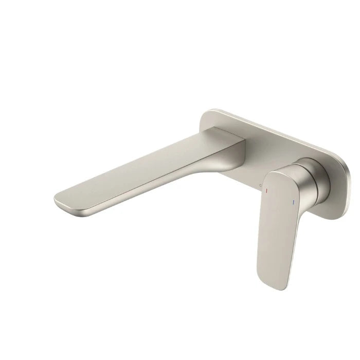 Caroma Contura II Wall Basin/Bath Mixer 180mm Lead Free Brushed Nickel