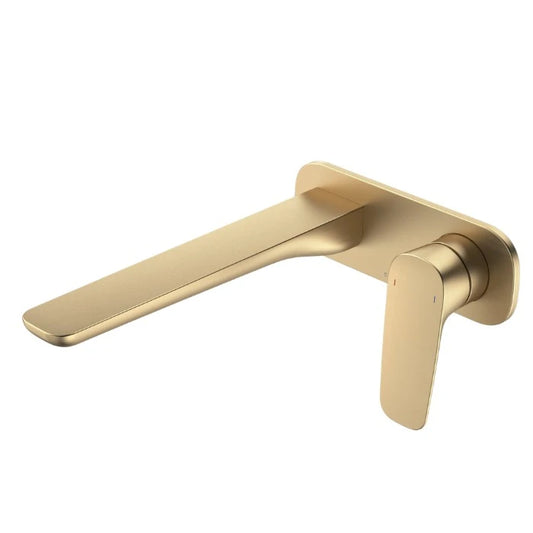 Caroma Contura II Wall Basin/Bath Mixer 220mm Lead Free Brushed Brass