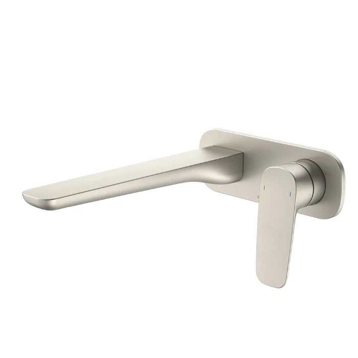 Caroma Contura II Wall Basin/Bath Mixer 220mm Lead Free Brushed Nickel