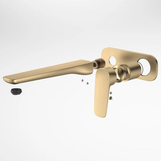 Caroma Contura II Wall Basin/Bath Mixer 220mm - Trim Kit - Brushed Brass