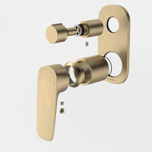 Caroma Contura II Bath/Shower Mixer with Diverter - Trim Kit - Brushed Brass