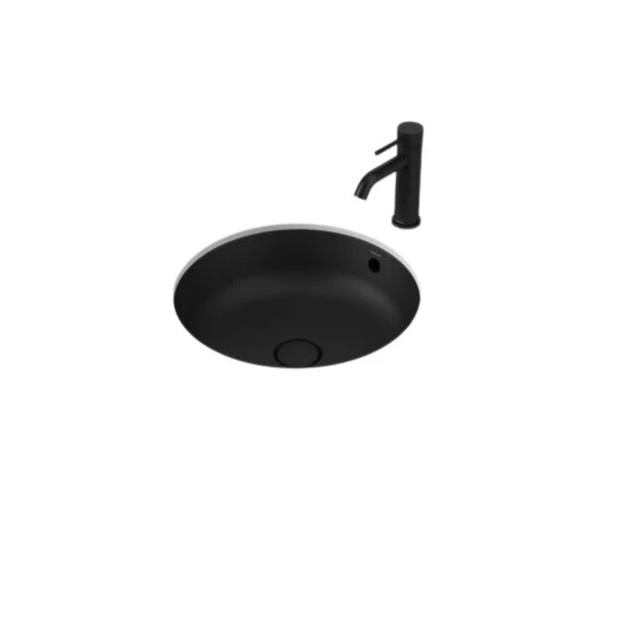 Caroma Liano II 440mm Round Under/Over Counter Basin With Overflow Matte Black