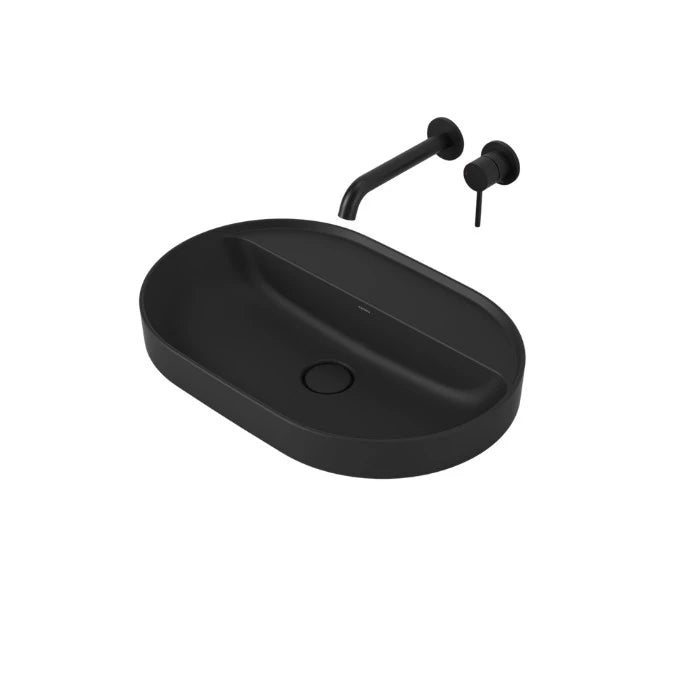 Caroma Liano II 600mm Pill Inset Basin with Tap Landing Matte Black