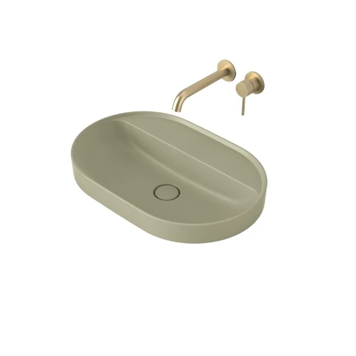 Caroma Liano II 600mm Pill Inset Basin with Tap Landing Matte Green