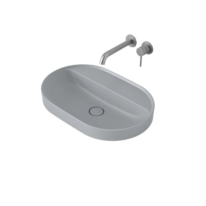 Caroma Liano II 600mm Pill Inset Basin with Tap Landing Matte Grey