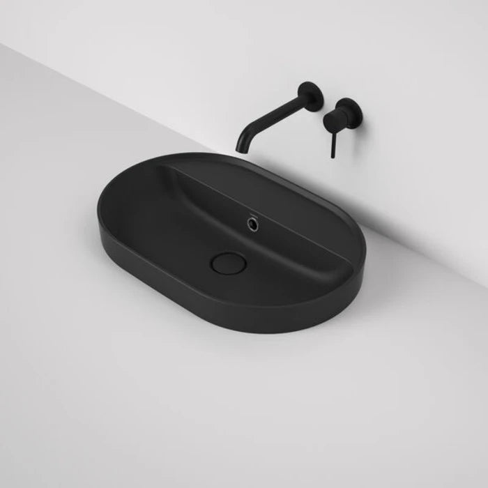Caroma Liano II 600mm Pill Inset Basin with Tap Landing (0 Tap Hole) with Overflow - Matte Black