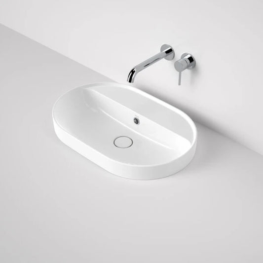 Caroma Liano II 600mm Pill Inset Basin with Tap Landing (0 Tap Hole) with Overflow - White