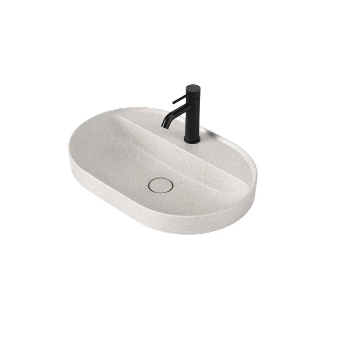 Caroma Liano II 600mm Pill Inset Basin with Tap Landing Matte Speckled with 1 Tap Hole