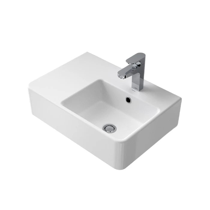 Caroma Cube Extension Wall Basin Left Hand Side Shelf 1 Taphole White