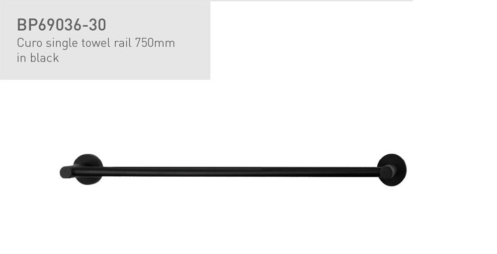 JESS 750mm Single Towel Rail in Matte Black