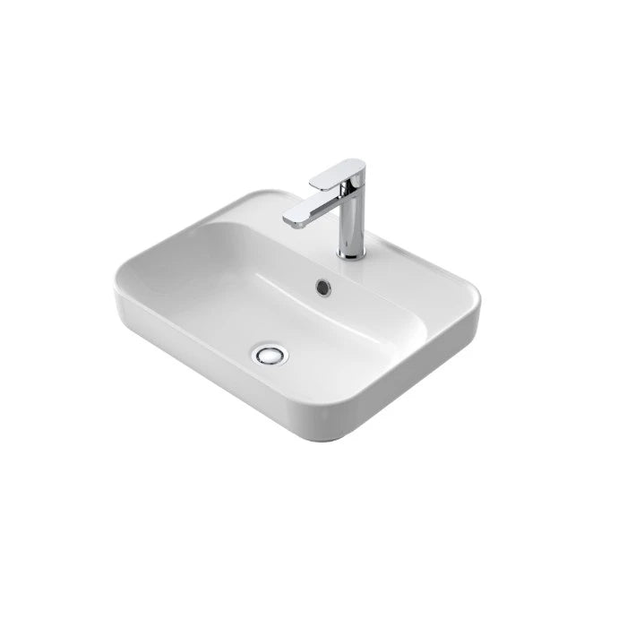 Caroma Tribute Rectangle 500 Inset Basin 1 Taphole with Overflow White