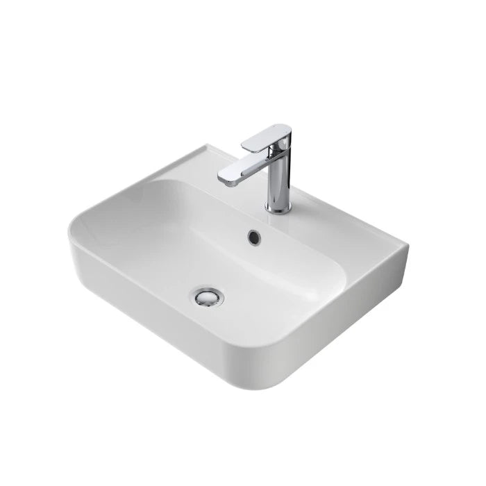 Caroma Tribute Rectangle 500 Wall Basin 1 Taphole with Overflow White