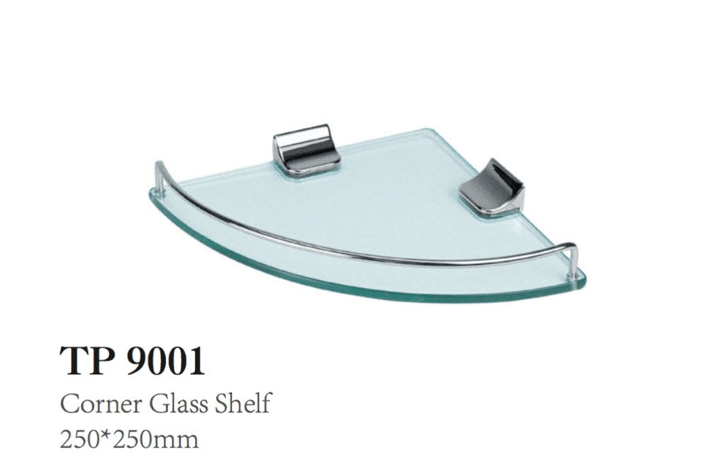 Corner Glass Shelf with Chrome Brackets