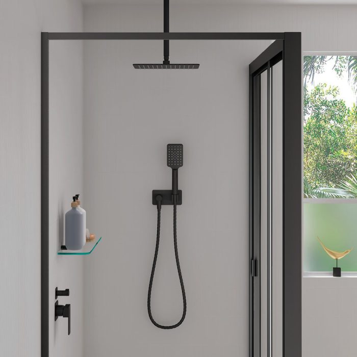 Tono Hand Shower, Soft Square Plate, Matte Black