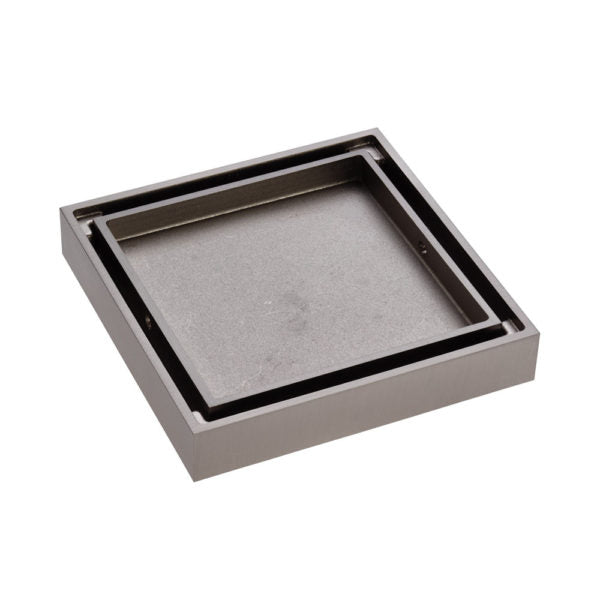 FLOOR WASTE 100mm Square Tile 2-in-1 88mm outlet Brushed Nickel
