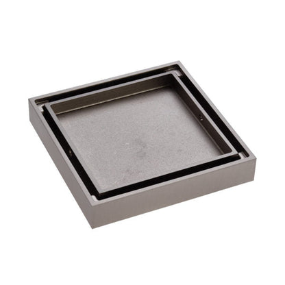 FLOOR WASTE 100mm Square Tile 2-in-1 88mm outlet Brushed Nickel
