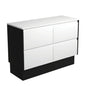 AMATO Satin White 1200 Cabinet Satin Black Panels On Kick