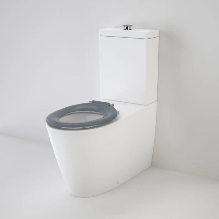 Caroma Care 800 Cleanflush Wall Faced Toilet Suite with Pedigree II Care Single Flap Seat - with GermGard - Anthracite Grey