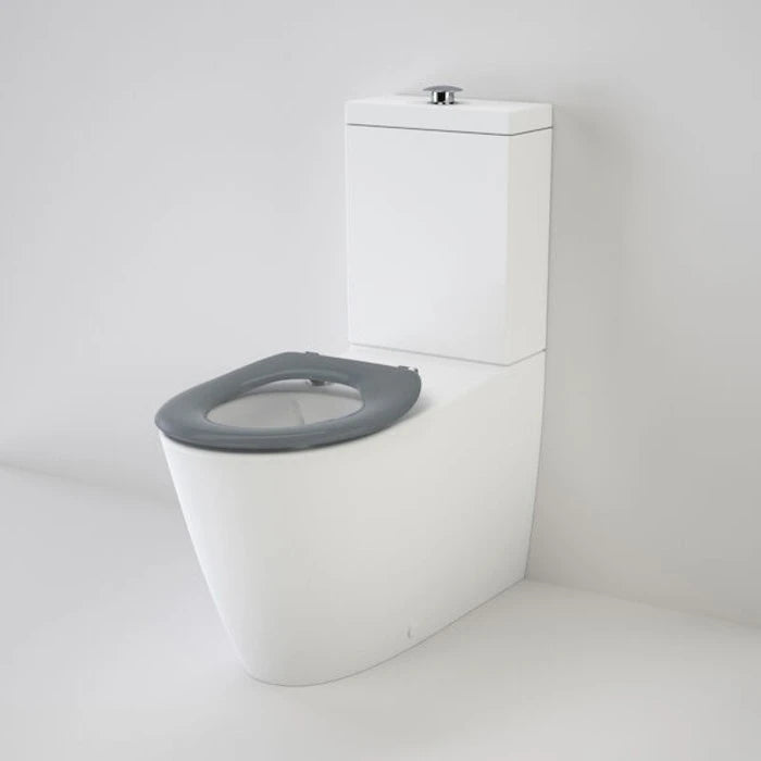 Caroma Care 800 Cleanflush Wall Faced Toilet Suite with Caravelle Care Single Flap Seat - with GermGard - Anthracite Grey