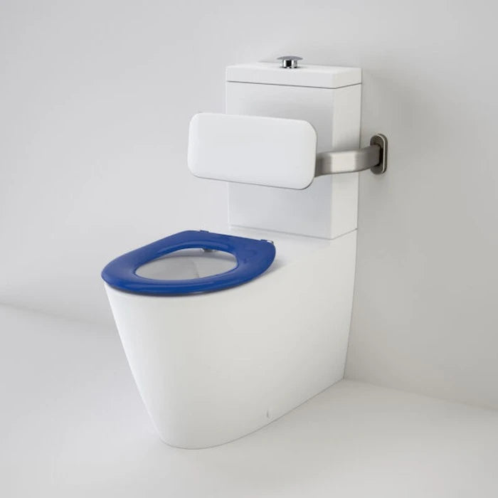 Caroma Care 800 Cleanflush Wall Faced Suite with Backrest and Caravelle Care Single Flap Seat - with GermGard - Sorrento Blue