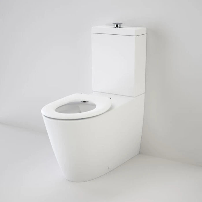 Caroma Care 800 Cleanflush Wall Faced Toilet Suite with Caravelle Care Single Flap Seat - with GermGard - White
