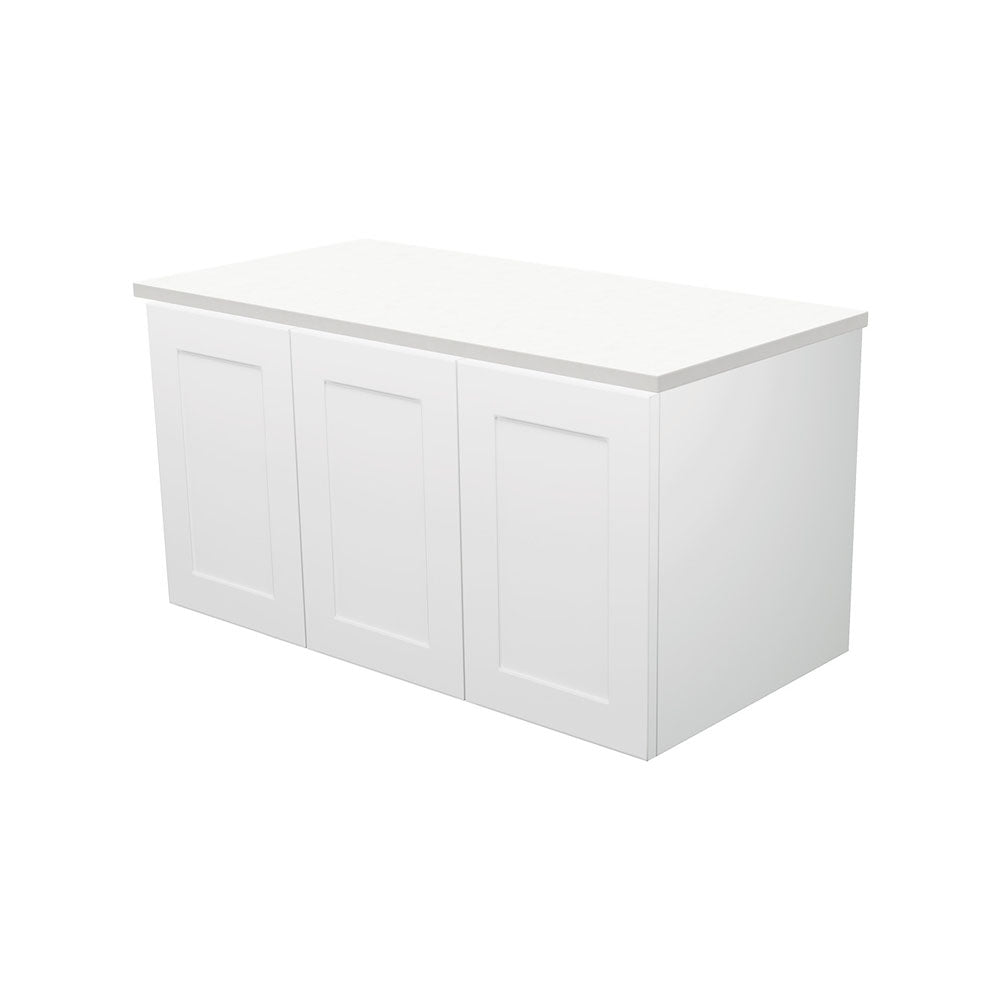 MILA SHAKER 900 Cabinet Wall Hung Satin White Left Hand Drawers 880 x 455 x 450mm