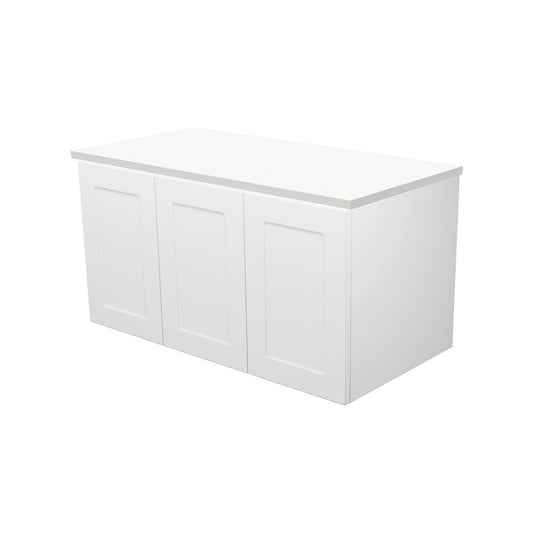 MILA SHAKER 900 Cabinet Wall Hung Satin White Left Hand Drawers 880 x 455 x 450mm