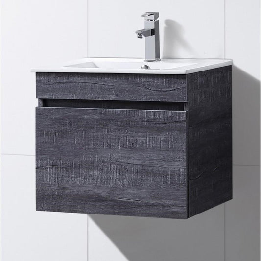 CW600 Forest grey Timber look wall hung vanity 600 x 465 x 500