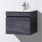 CW600 Forest grey Timber look wall hung vanity 600 x 465 x 500