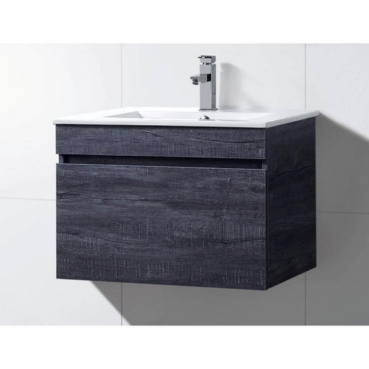 CW 750 Forest grey Timber look wall hung vanity 750 x 465 x 500