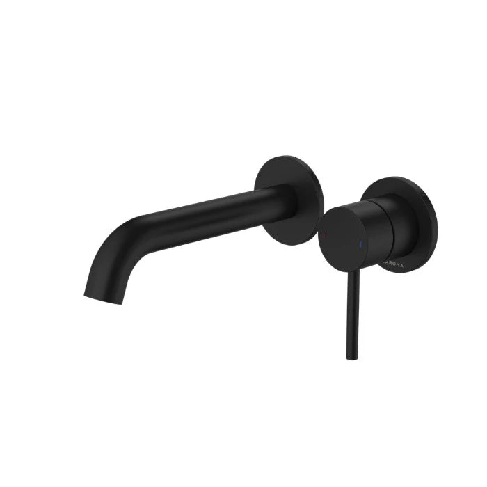 Caroma Liano II 175mm Wall Basin/Bath Mixer and Outlet Lead Free Matte Black