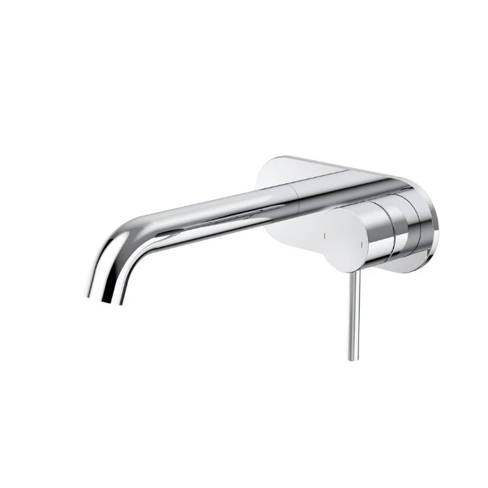 Caroma Liano II 175mm Wall Basin/Bath Mixer and Outlet Rounded Plate Lead Free Chrome