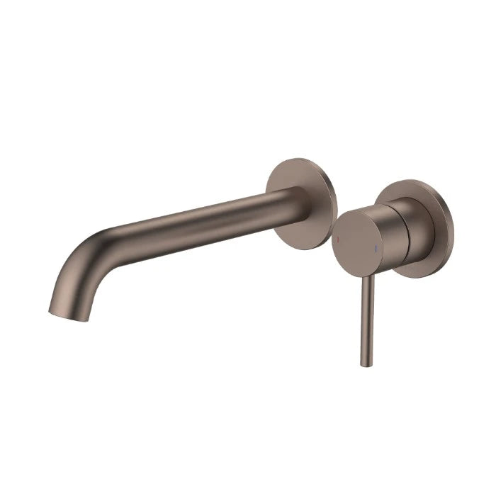 Caroma Liano II 210mm Wall Basin/Bath Mixer and Outlet Lead Free Brushed Bronze