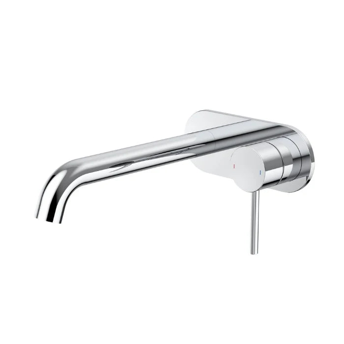 Caroma Liano II 210mm Wall Basin/Bath Mixer and Outlet Rounded Plate Lead Free Chrome