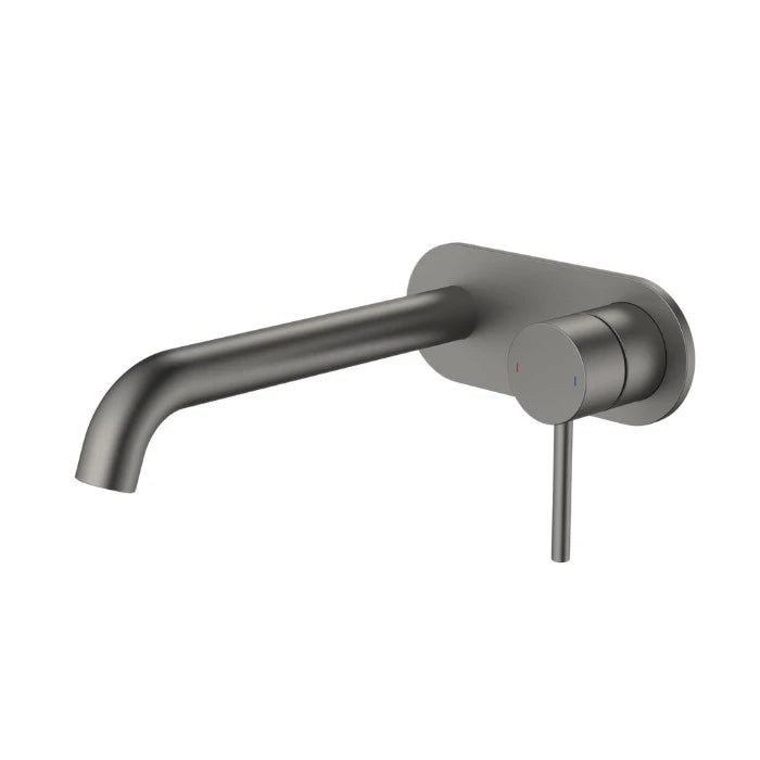 Caroma Liano II 210mm Wall Basin/Bath Mixer and Outlet Rounded Plate Lead Free Gunmetal