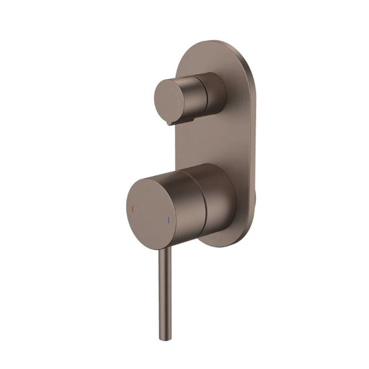 Caroma Liano II Bath Shower Mixer With Diverter and Outlet Rounded Plate Brushed Bronze