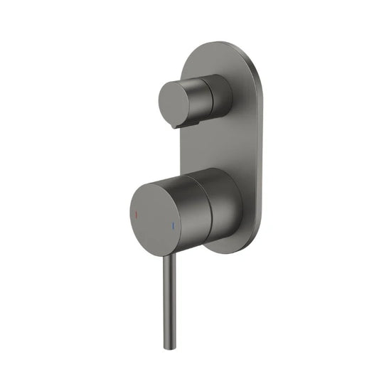 Caroma Liano II Bath Shower Mixer With Diverter and Outlet Rounded Plate Gunmetal