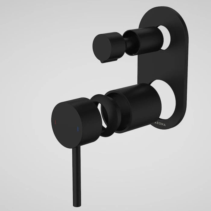 Caroma Liano II Bath / Shower Mixer With Diverter Trim Kit (Round Cover Plate) - Matte Black