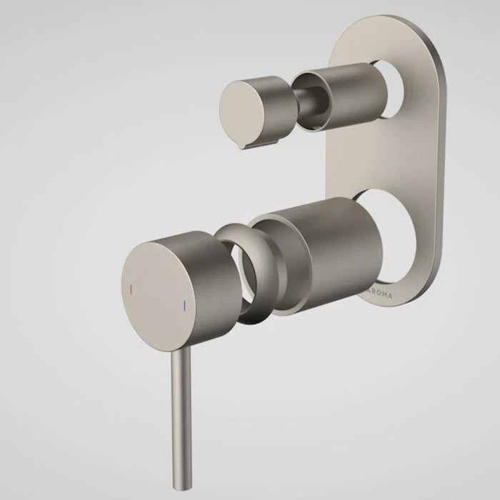 Caroma Liano II Bath / Shower Mixer With Diverter Trim Kit (Round Cover Plate) - Brushed Nickel