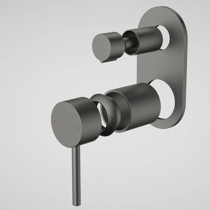 Caroma Liano II Bath / Shower Mixer With Diverter Trim Kit (Round Cover Plate) - Gunmetal