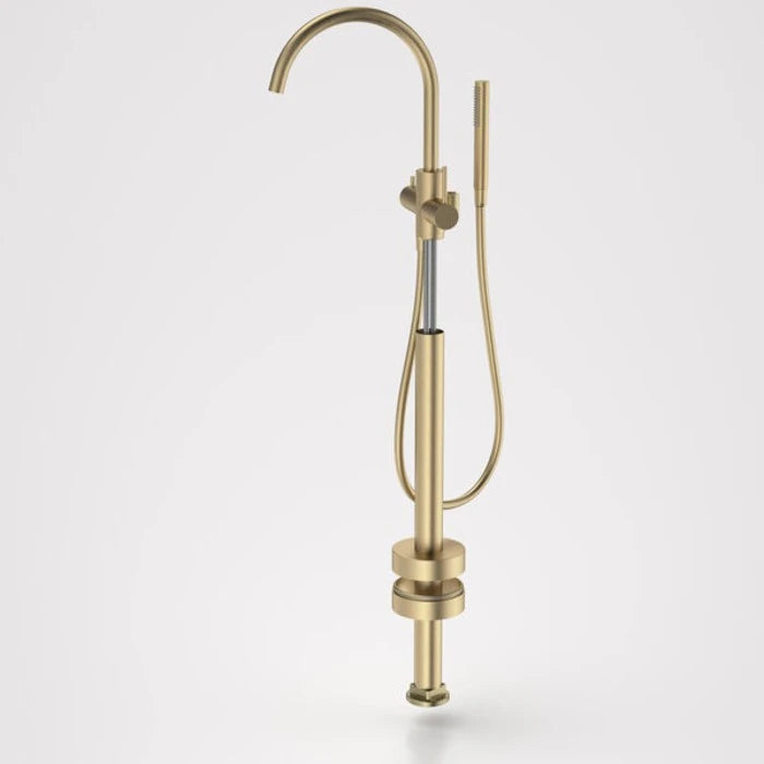 Caroma Liano II Freestanding Bath Filler with Hand Shower - Trim Kit - Brushed Brass