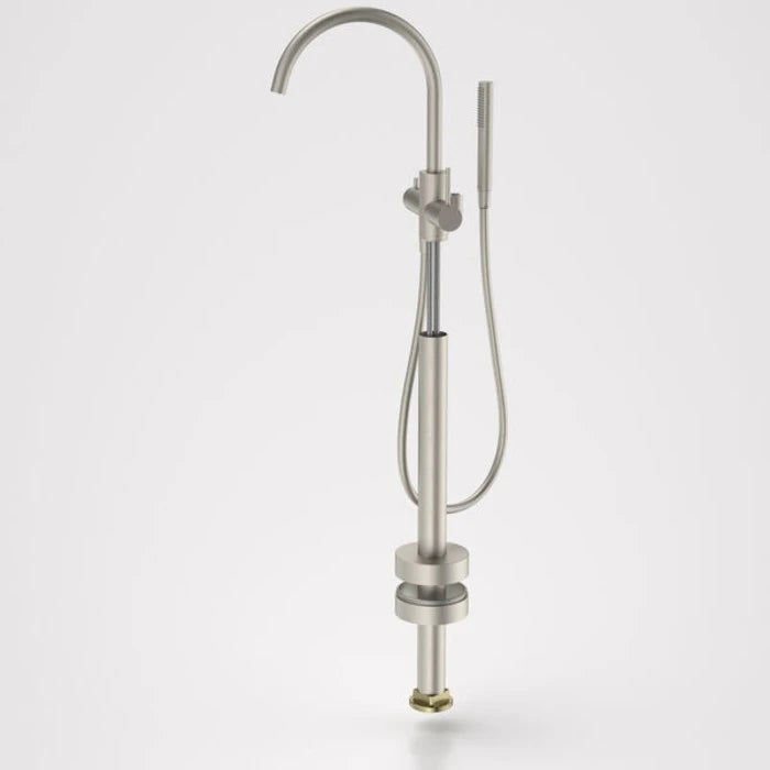 Caroma Liano II Freestanding Bath Filler with Hand Shower - Trim Kit - Brushed Nickel