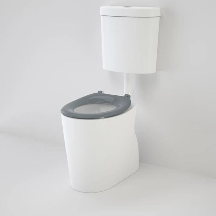 Caroma Care 610 Cleanflush Connector S Trap Suite with Caravelle Single Flap Seat - Anthracite Grey