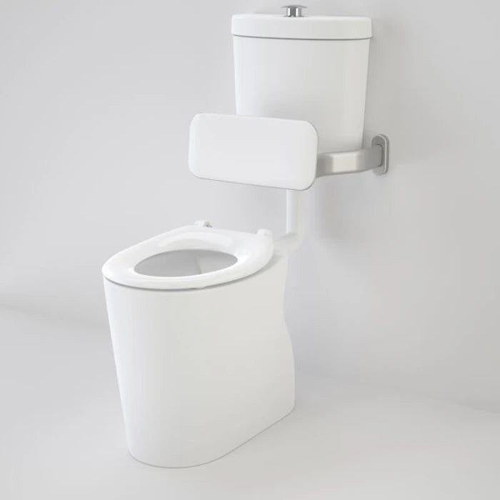 Caroma Care 610 Cleanflush Connector S Trap Suite with Backrest and Caravelle Single Flap Seat - White
