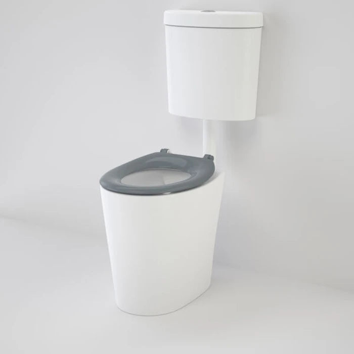 Caroma Care 610 Cleanflush Connector P Trap Suite with Caravelle Single Flap Seat - Anthracite Grey
