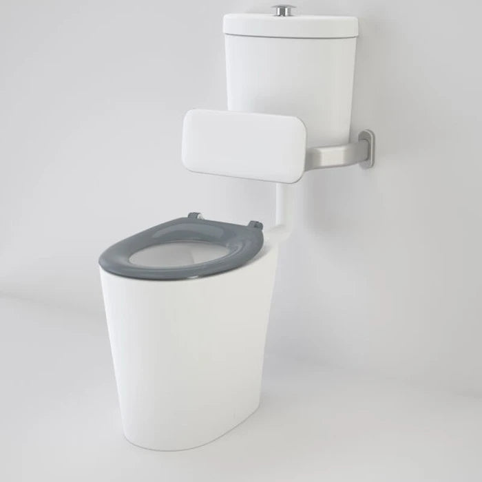 Caroma Care 610 Cleanflush Connector P Trap Suite with Backrest and Caravelle Single Flap Seat - Anthracite Grey