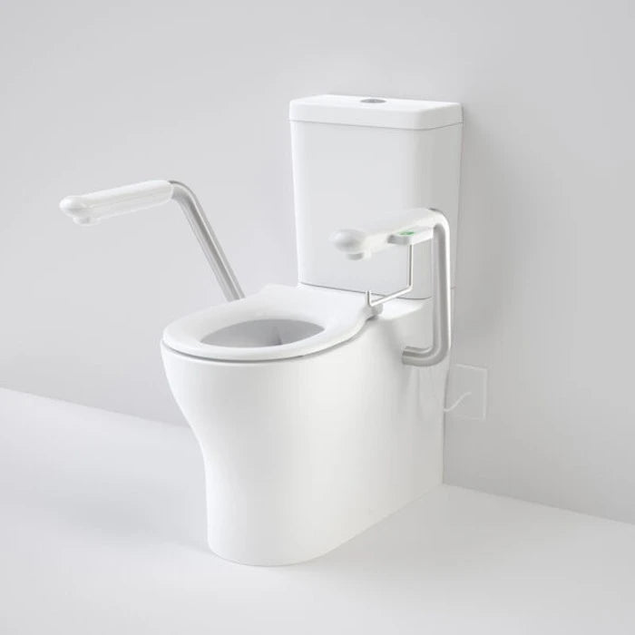 Caroma Opal Cleanflush Easy Height WFCC Suite with Nurse Call Armrests Left and Single Flap Seat - White